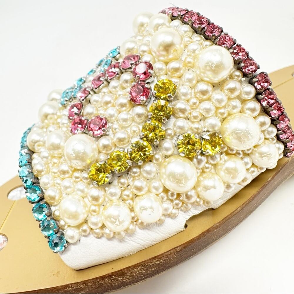 Gucci Pearl Crystal Slide Sandals Womens Size EU 37 - Picture 10 of 15